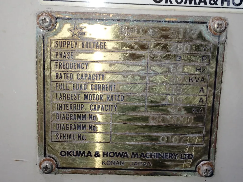 Okuma  Howa Okuma  Howa M511v Cnc Vmc