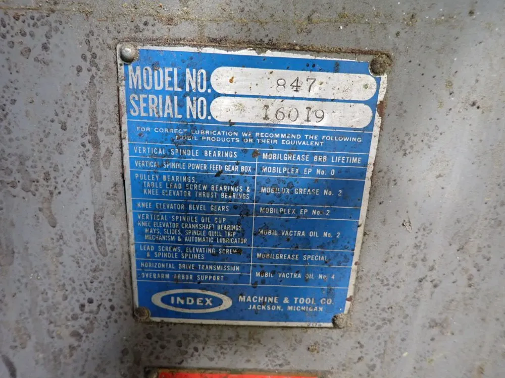 Index Machine  Tool Co Index Machine  Tool Co 847 Vertical Mill