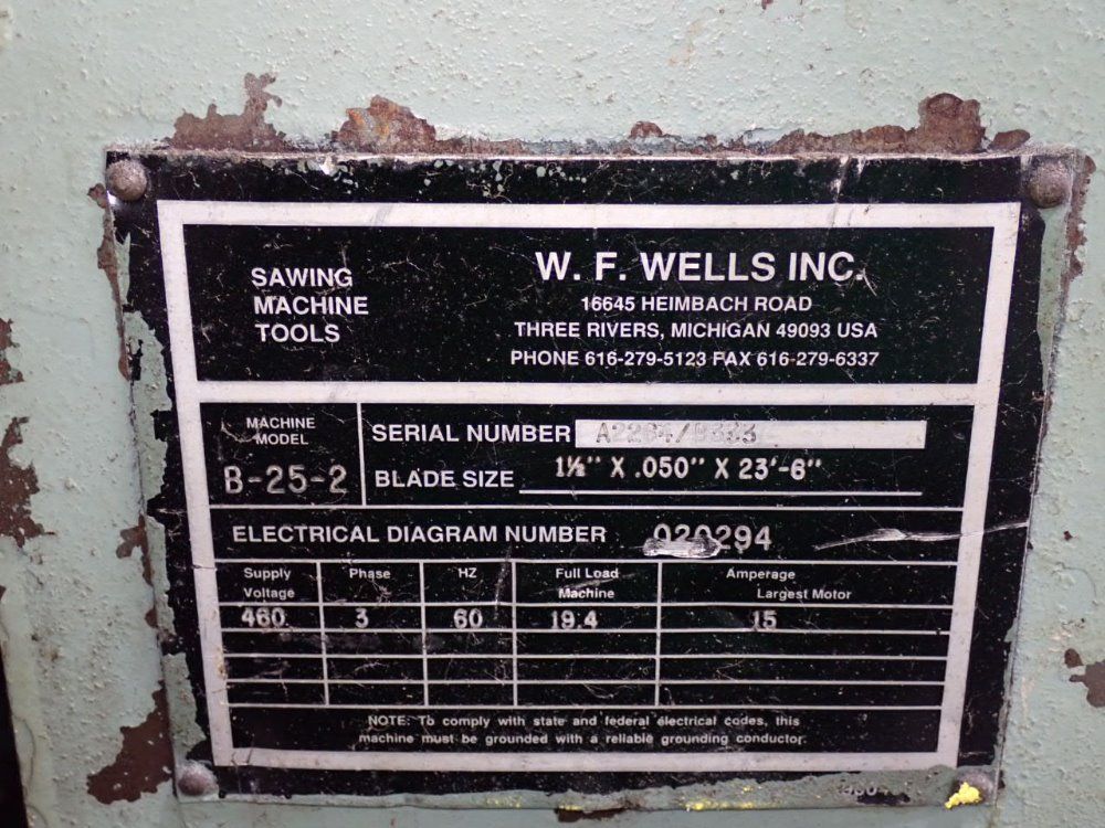 Wf Wells Horizontal Bandsaw