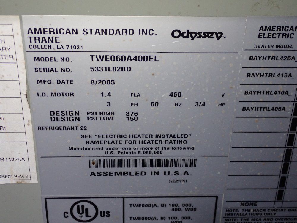 Trane Heater - Twe060a400el