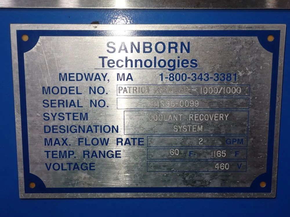 Sanborn Patriot Coolant Recovery System - Patriot 250/250-1000/1000