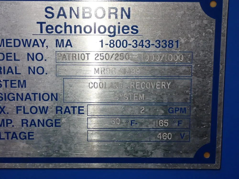 Sanborn Patriot Coolant Recovery System - Patriot 250/250-1000/1000