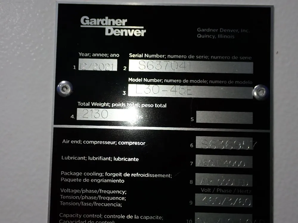 Gardner Denver 2021 Gardner Denver L3045e Air Compressor