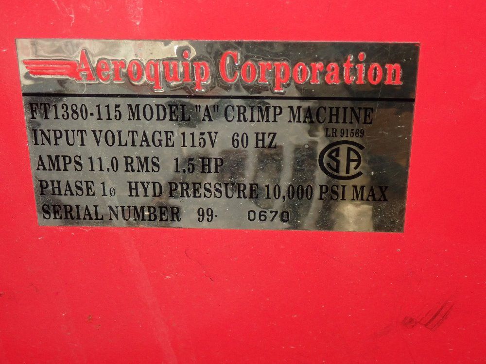 Aeroquip Ft1380-115 Hydraulic Crimper - Ft1380-115