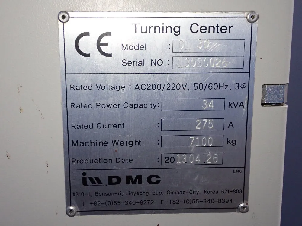 Dmc 2013 Dmc Dl 30 Cnc Lathe - Dl 30
