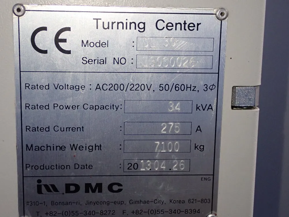 Dmc 2013 Dmc Dl 30 Cnc Lathe - Dl 30