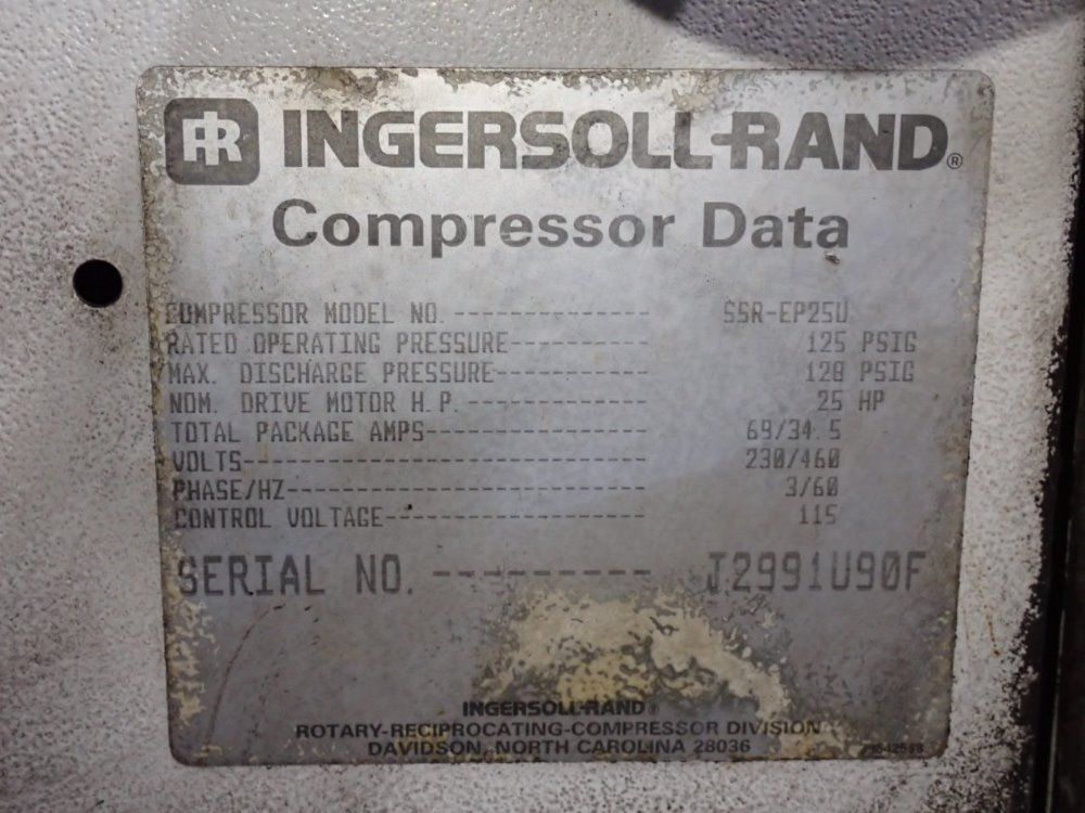 Ingersoll Rand 25 Hp Ssr-ep25u Air Compressor - Ssr-ep25u