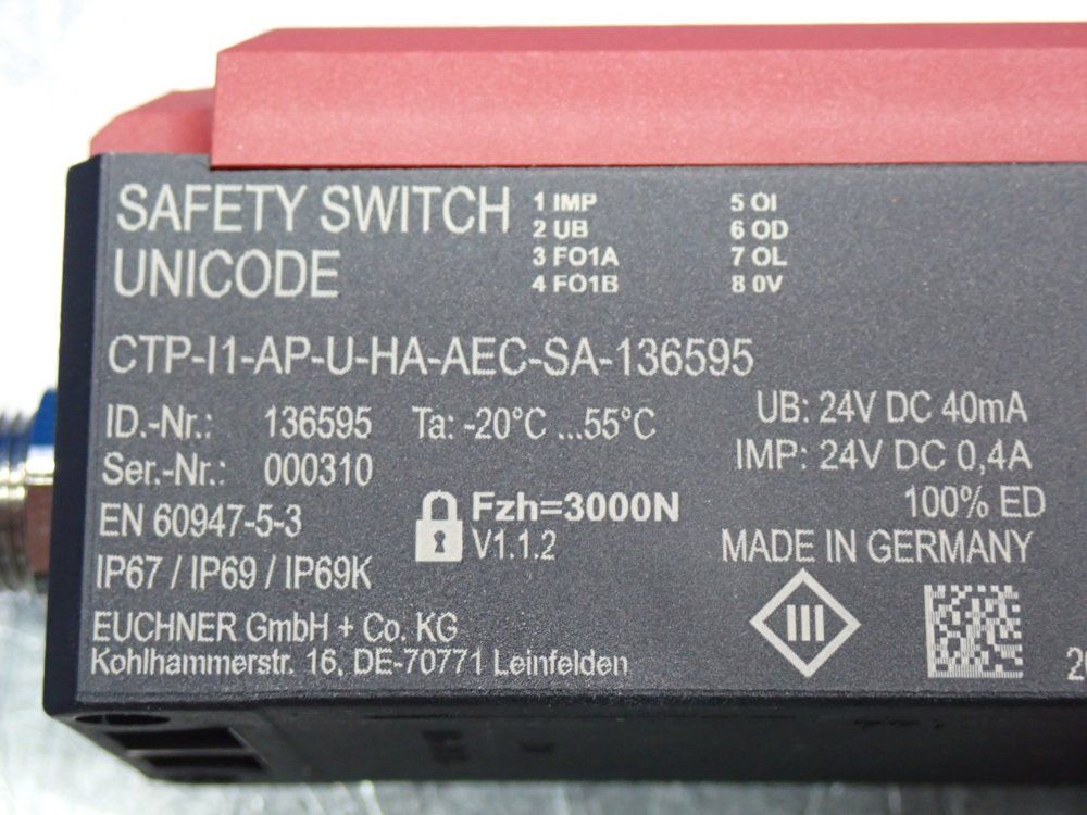 Euchner Guard Locking Safety Switch