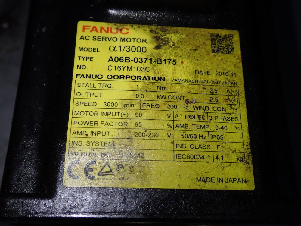 Fanuc 0.3 Kw Servo Motor - A06b-0371-13175