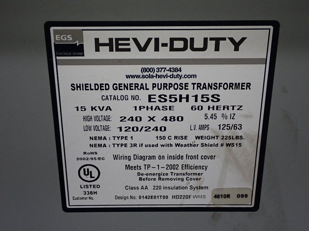 Heviduty Electrical Cabinet W15 Kva Transformer