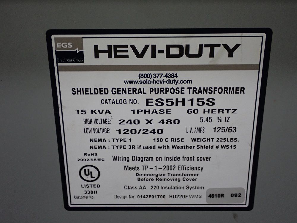 Heviduty Electrical Cabinet W15 Kva Transformer