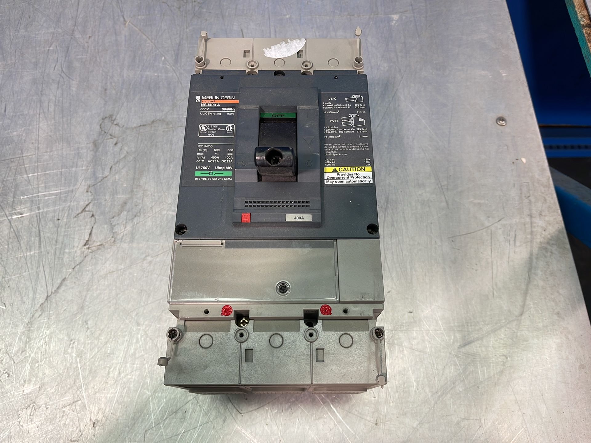 Merlin Gerin 400 A Molded Case Circuit Breaker - Nsj400 A