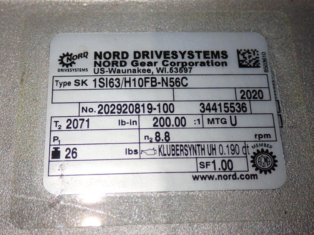 Nord 2071 Lb-in Gearmotor - Sk2si63/h10fb-n56c