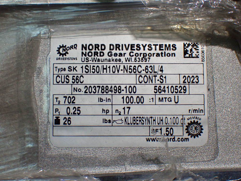 Nord Drivesystems 0.25hp Helical Bevel Gearmotor - 1si50/h10v-n56c-63l/4