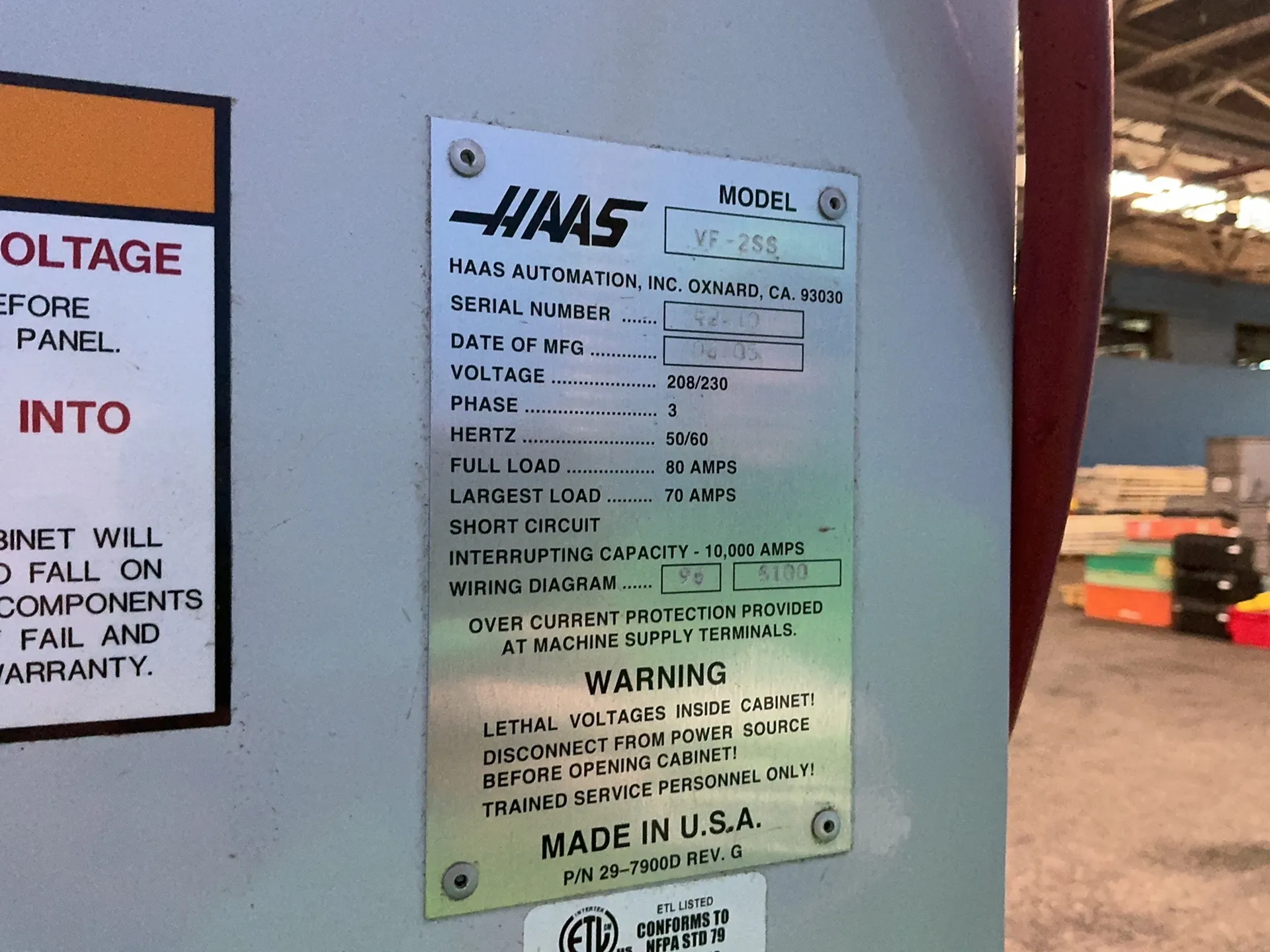 Haas 14” X 36” Cnc Vmc - Vf-2ss