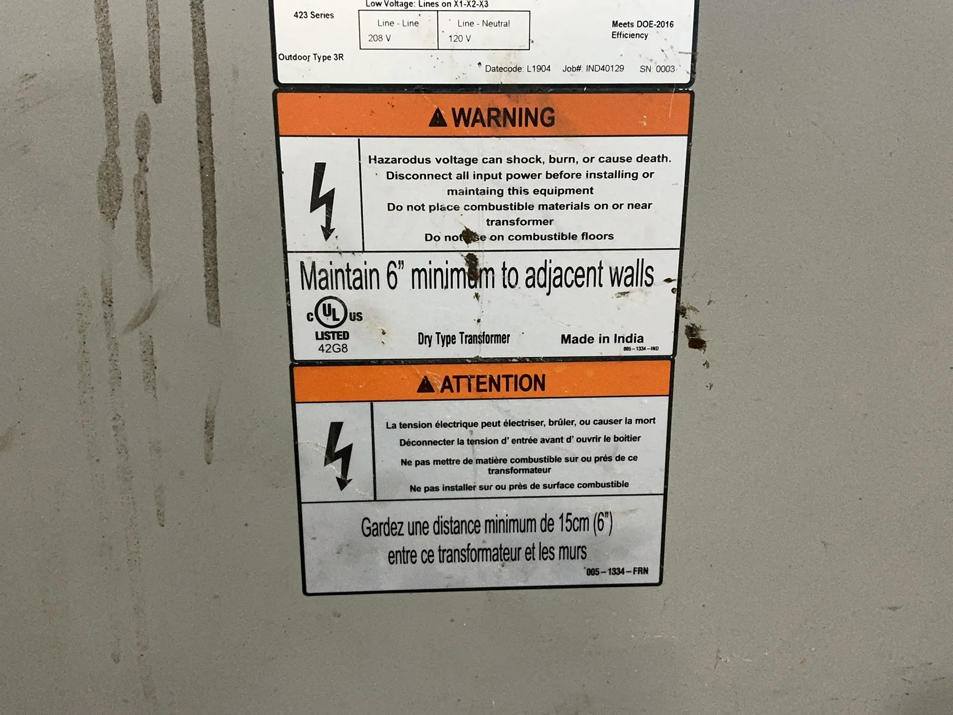 Siemens 75 Kva Transformer - 3f3y075d16