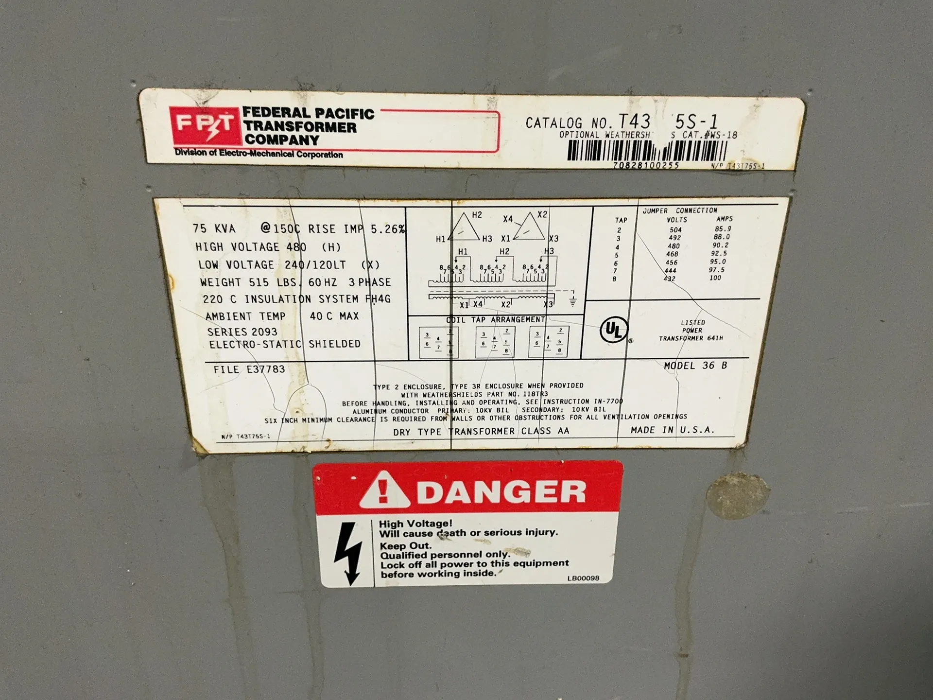 Federal Pacific 75 Kva Transfomer - T43t75s-1