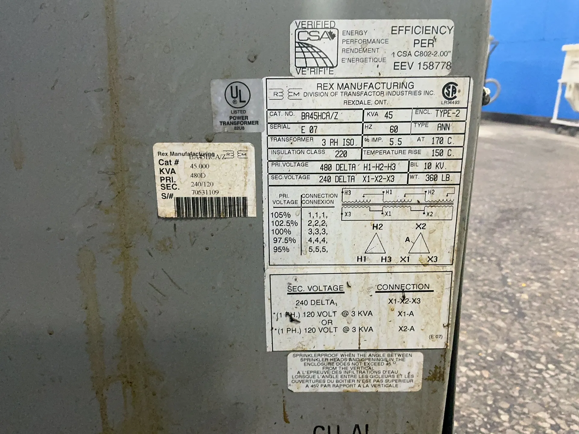 Rex Power Magnetics 45 Kva Transformer - Ba45hca/z