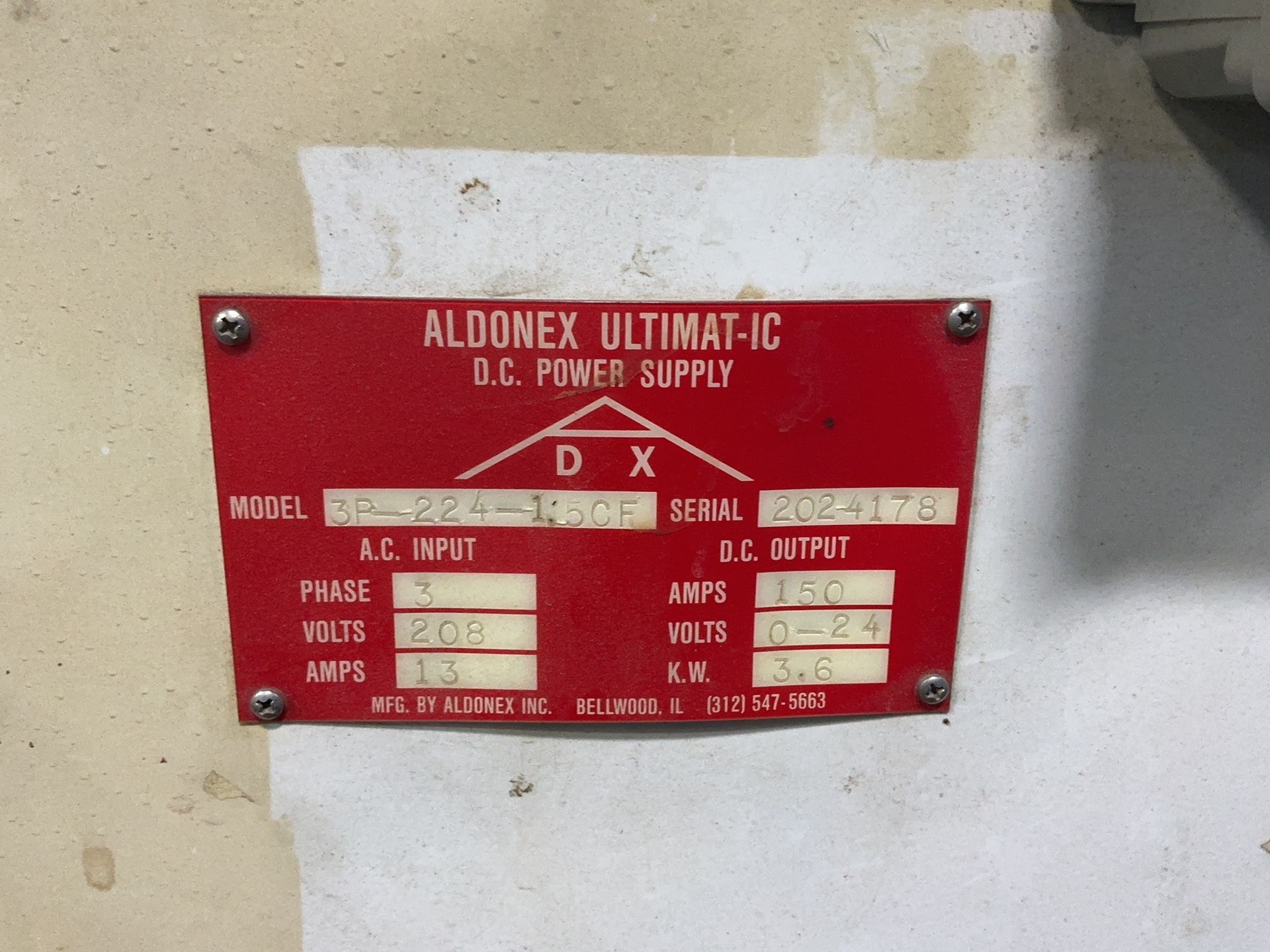 Aldonex Inc 150 A D.c. Power Supply - 3p-224-1.5ce