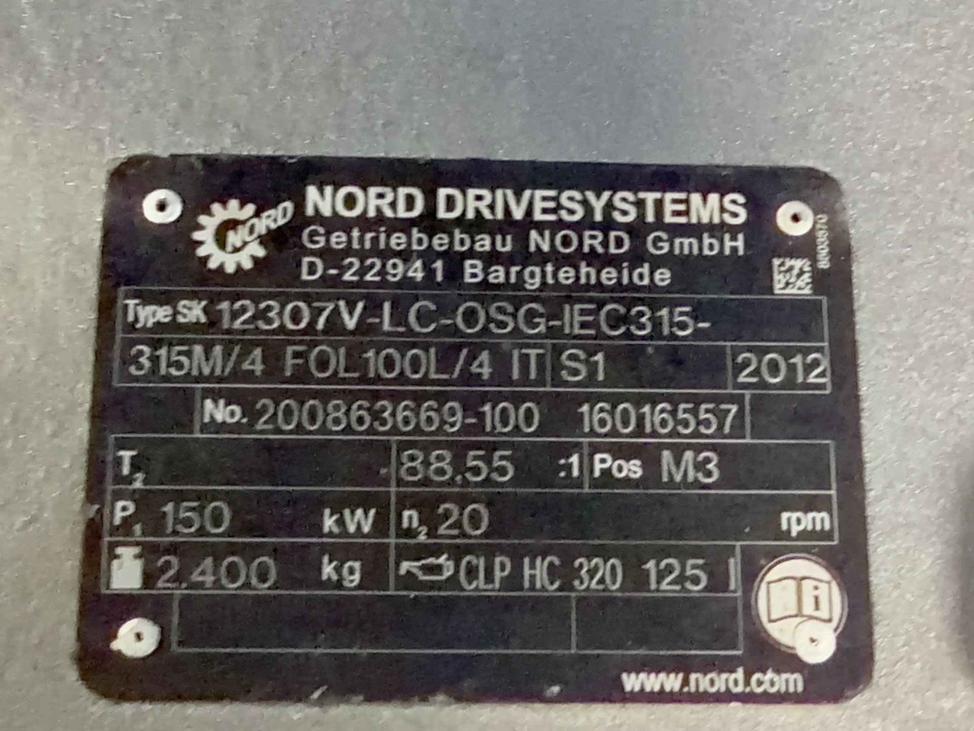 Nord Gear Reducer - Sk 12307v-lc-osg-iec315-315m/4 Fol100l/4 It