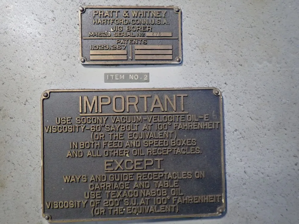 Pratt & Whitney 22” X 44” Jig Borer - M-1620