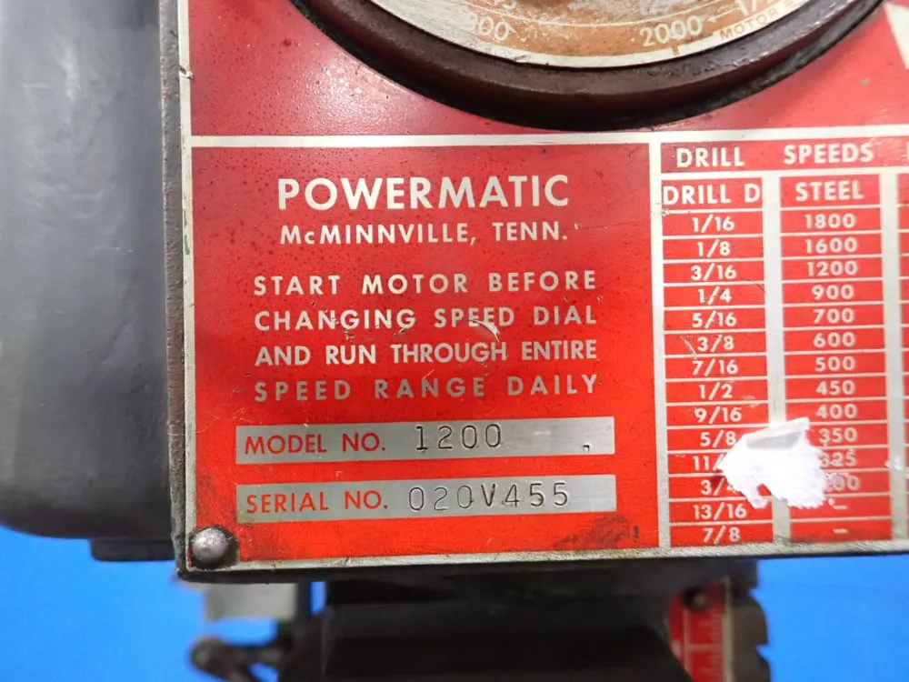 Powermatic 20” Drill Press - 1200