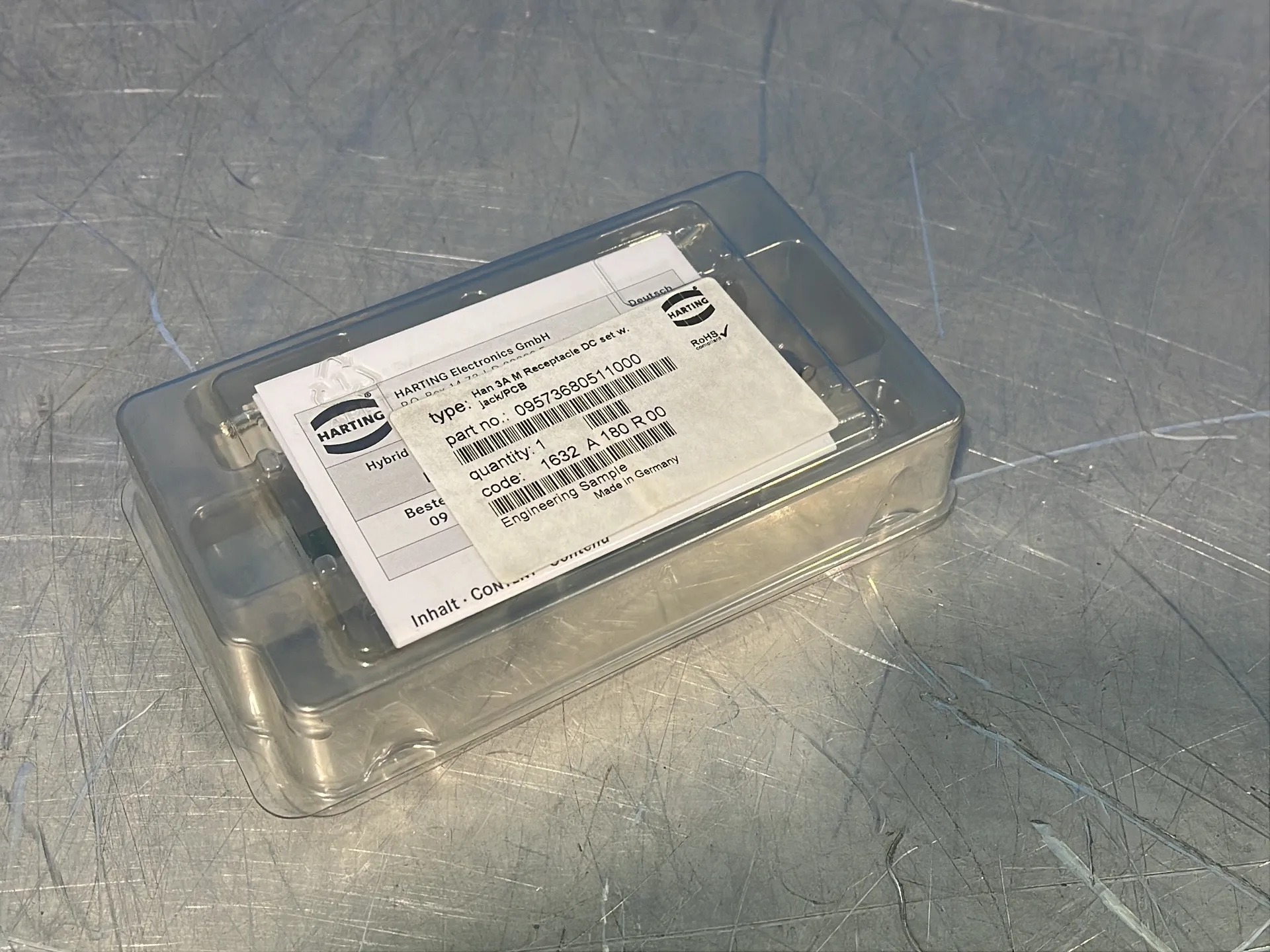Harting Han 3a M Receptacle Dc Set With Jack/pcb - 09573680511000