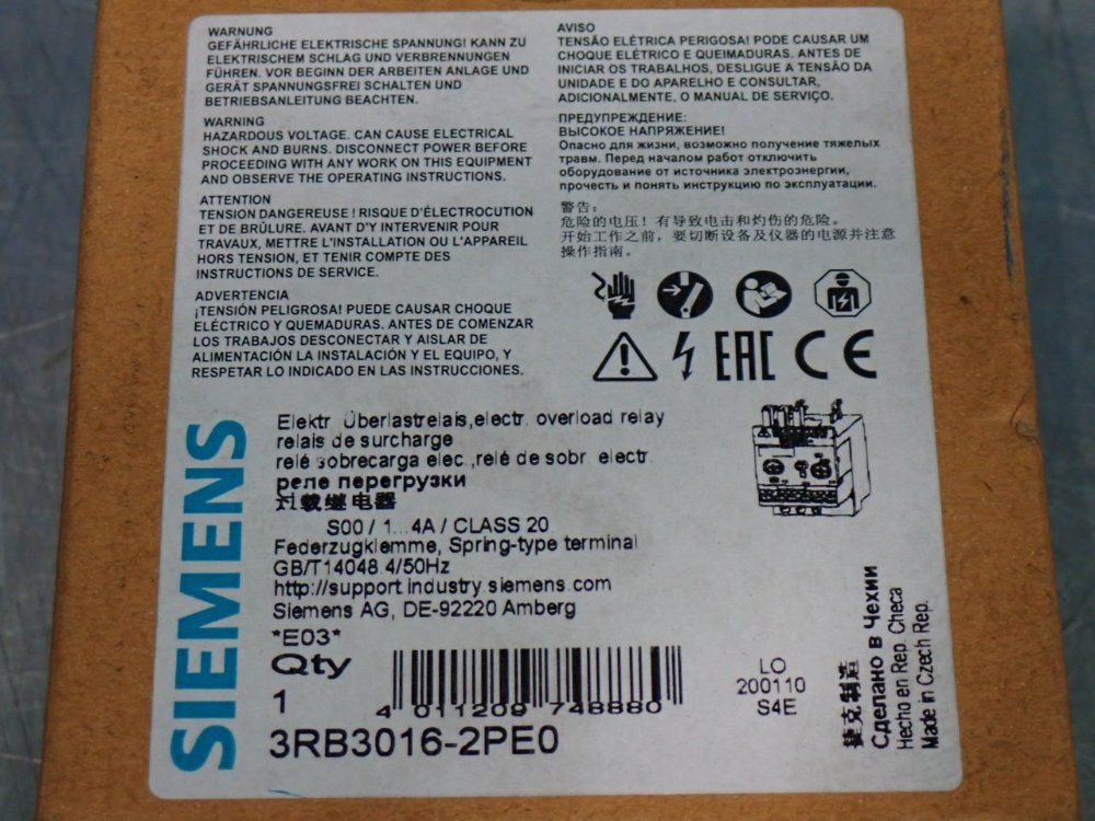 Siemens Overload Relay - 3rb3016-2pe0