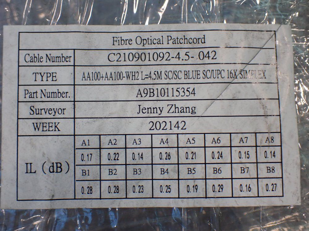 A9b10115354 Fiber Optic Patchcords - C210901092-4.5-042