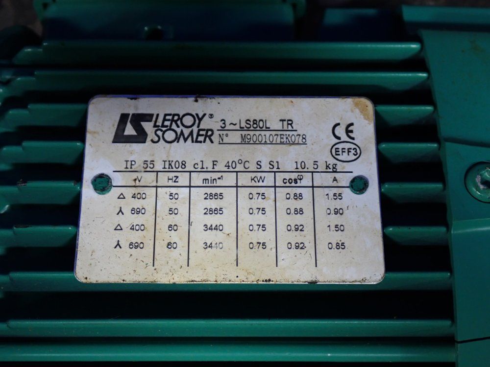 Leroy Somer 0.75 Kw 3 Phase Motor - Ls80l Tr