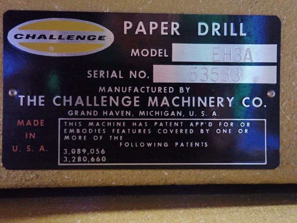 The Challenge Machinery Co. 3" / 3 Holes Paper Drill - Ef3a