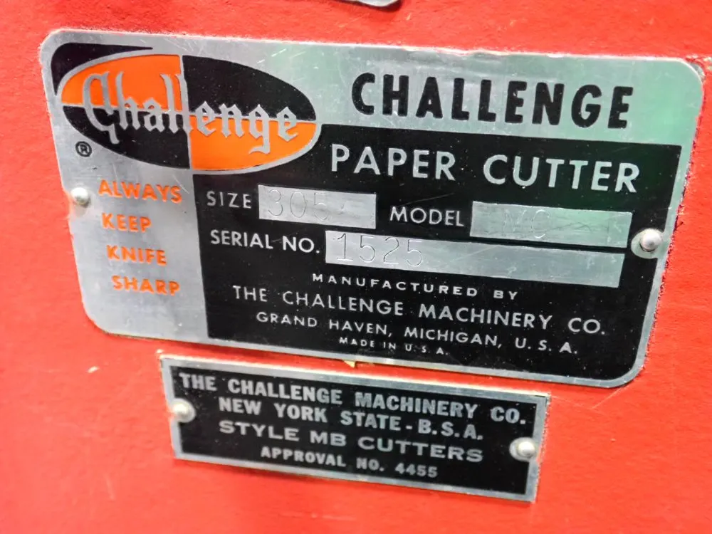 The Challenge Machinery Co. 30" X 50" Paper Cutter - Mc