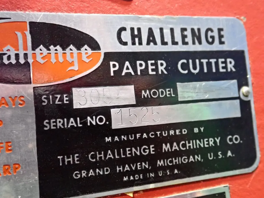 The Challenge Machinery Co. 30" X 50" Paper Cutter - Mc