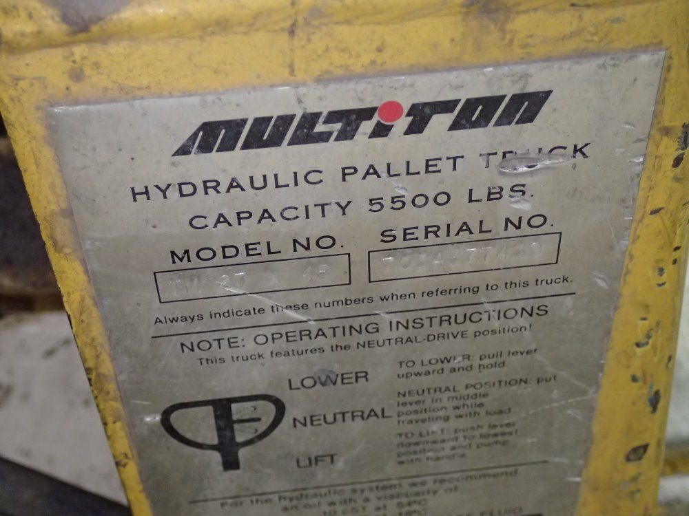 Multiton 5500# Hydraulic Pallet Jack - Tm27x48