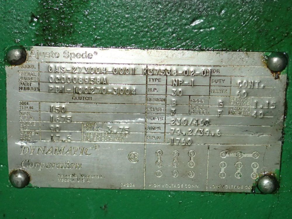 Dynamatic 30 Hp Motor