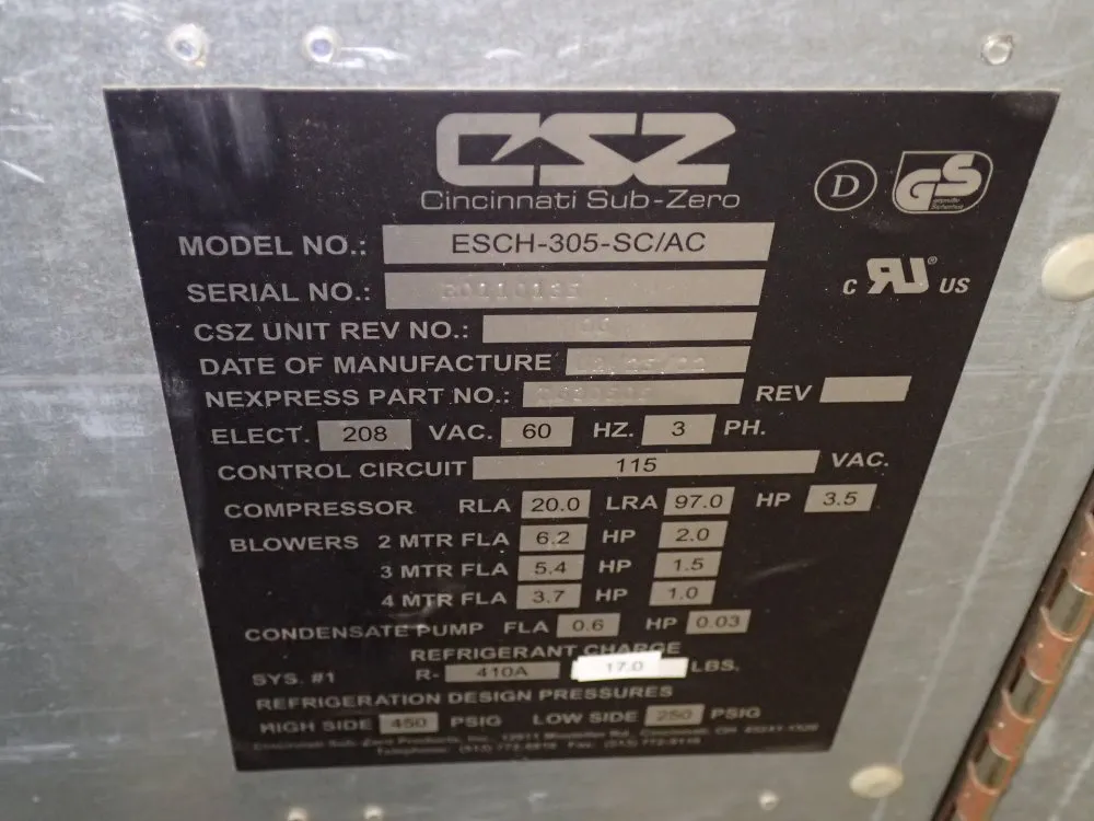 Cincinnati Sub Zero 3.5 Hp Refrigeration Compressor - Esch-305-sc/ac