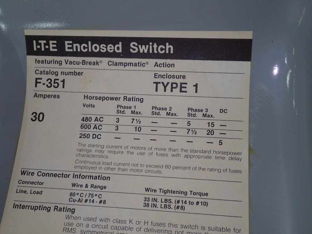 Tie 30 A / 600 V Fusible Disconnect - F351