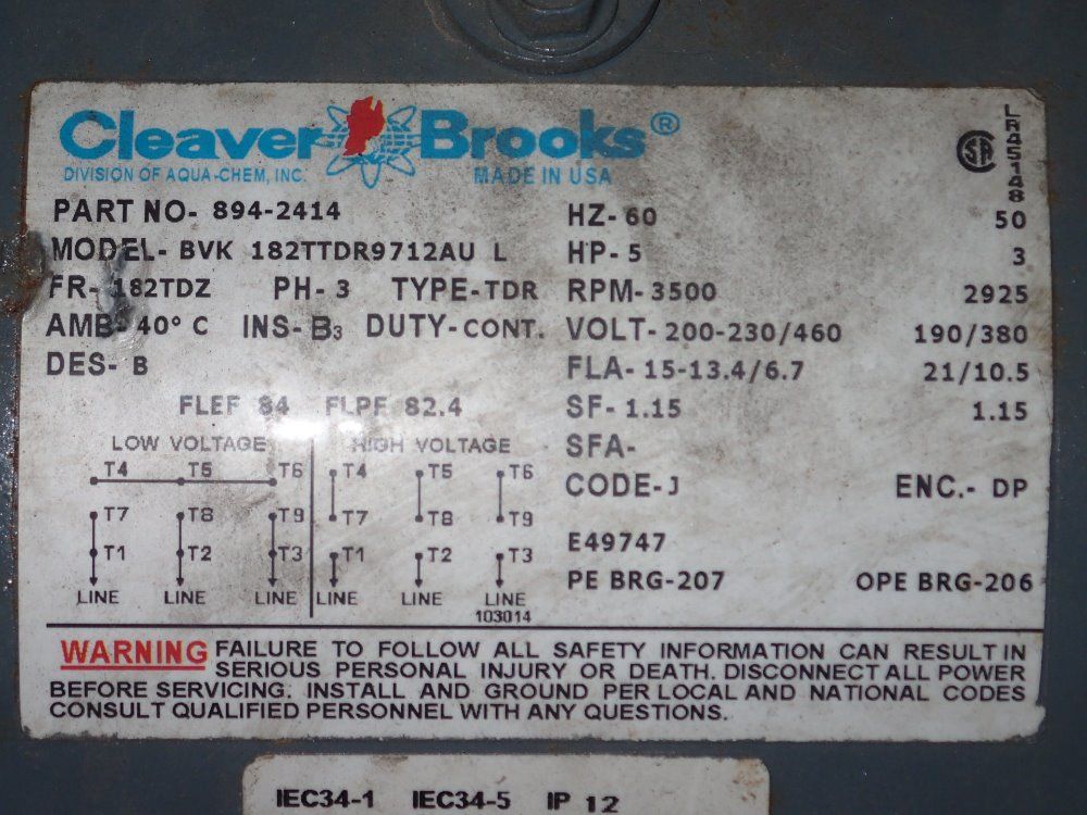 Cleaver Brools Motor