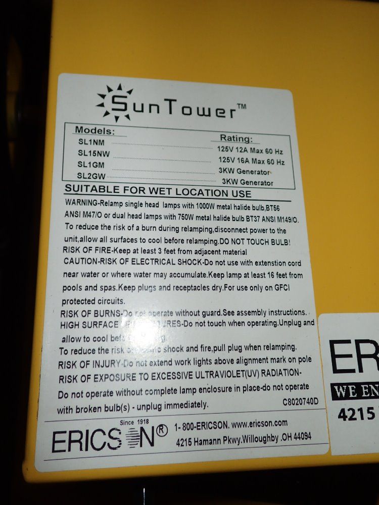 Ericson / Suntower Portable Light Tower Base