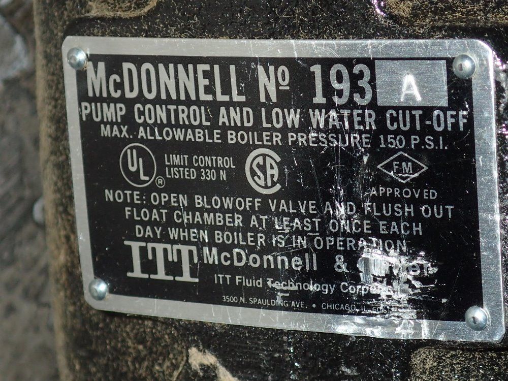 Mc Donnell & Miller Inc Cut Off Control Valve