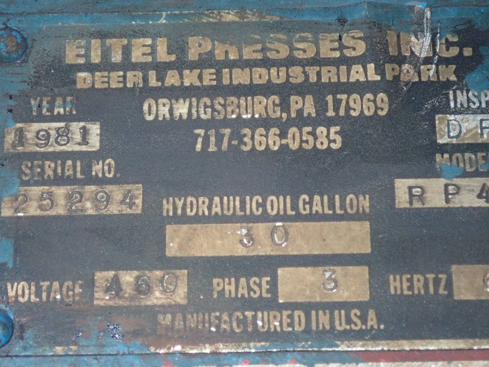 Eitel Hydraulic Straightening Press