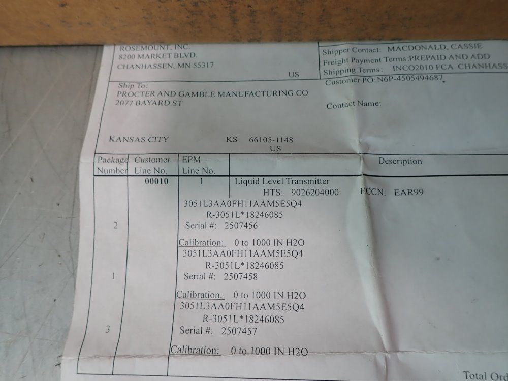Rosemount 3051l3aa0fh11aam5q4 Liquid Level Transmitter Emerson - 3051l3aa0fh11aam5q4