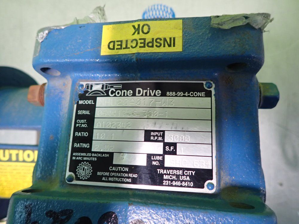 Cone Drive Mhu20a017-w3 Gear Reducer 10:1 Ratio - Mhu20a017-w3