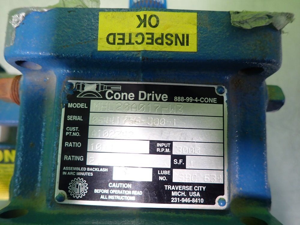 Cone Drive Mhu20a017-w3 Gear Reducer 10:1 Ratio - Mhu20a017-w3