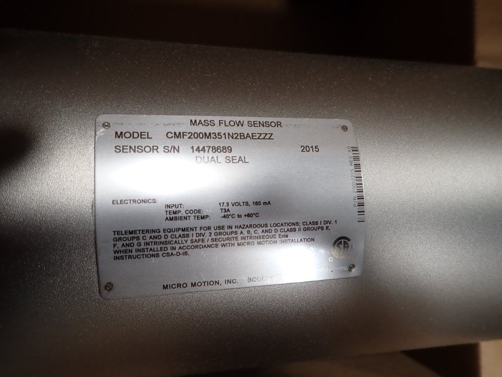 Micro Motion , Cmf200m351n2baezzz Mass Flow Sensor - Cmf200m351n2baezzz