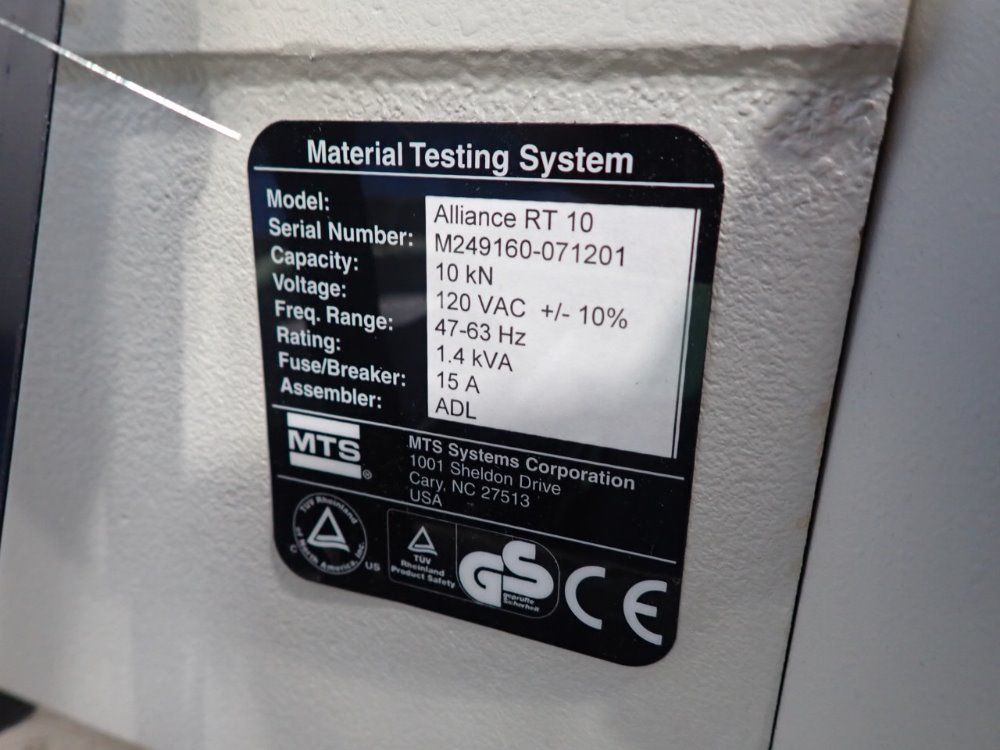 Mts 10 Kn Alliance Rt-10 Tensile Tester - Alliance Rt-10