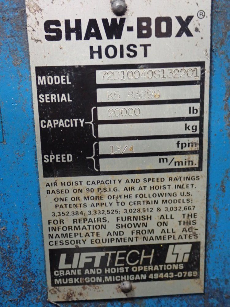 Shaw-box 10 Ton Electric Cable Hoist 10 Ton - 72d100405132201