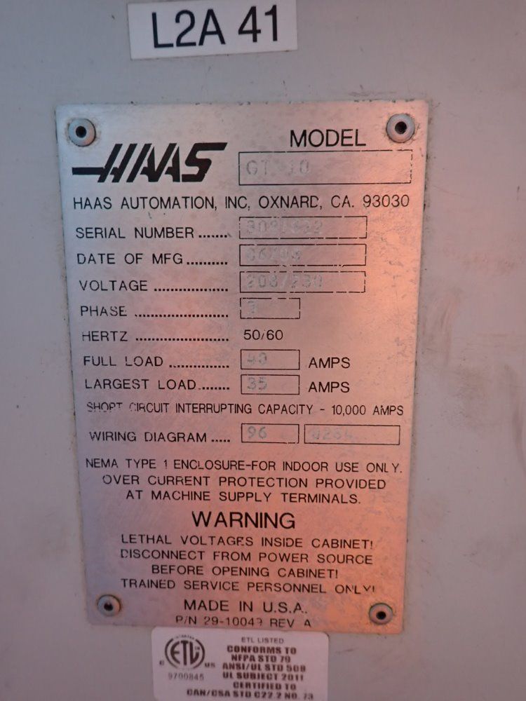 Haas Gt-10 Cnc Lathe - Gt-10