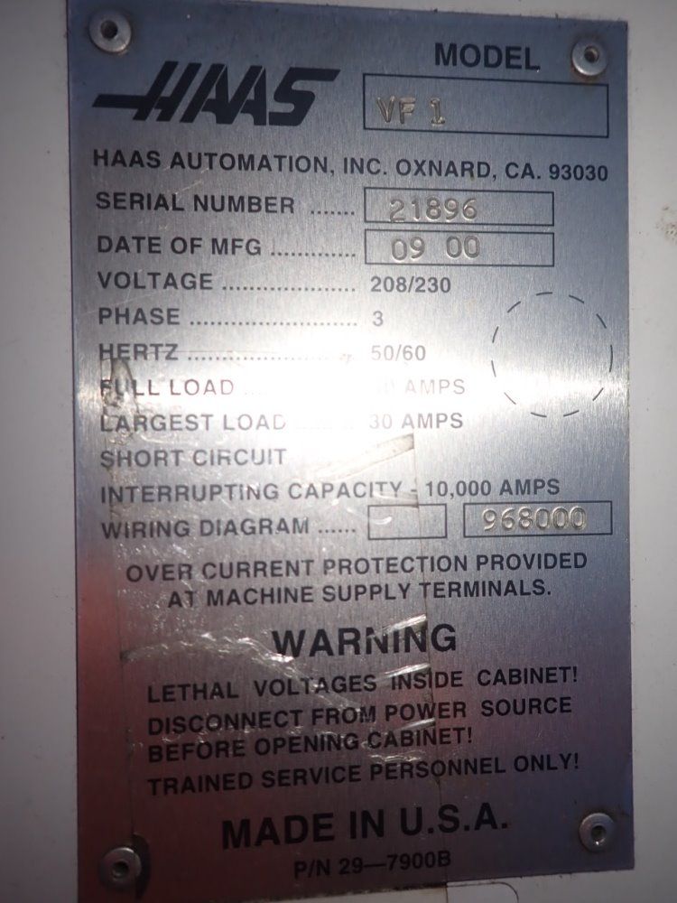 Haas Haas Vf1 Cnc Vmc