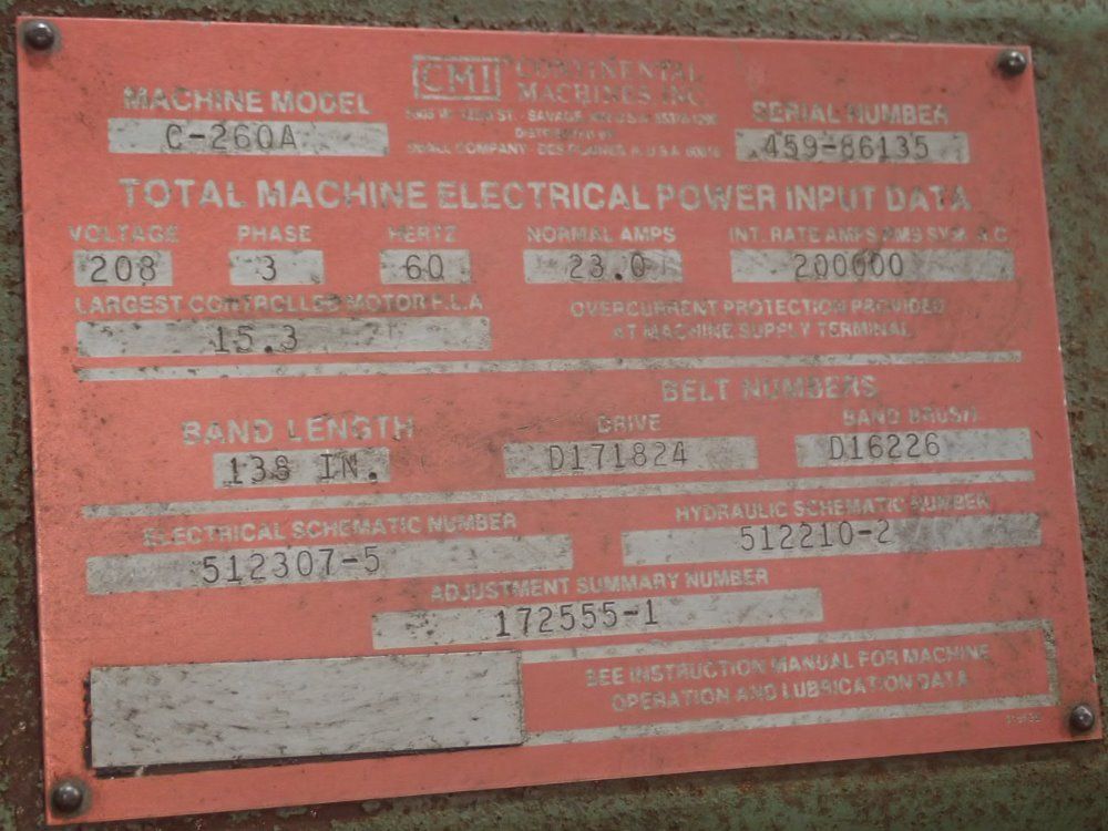 Doall 15" X 15" C-260a Horizontal Band Saw - C-260a